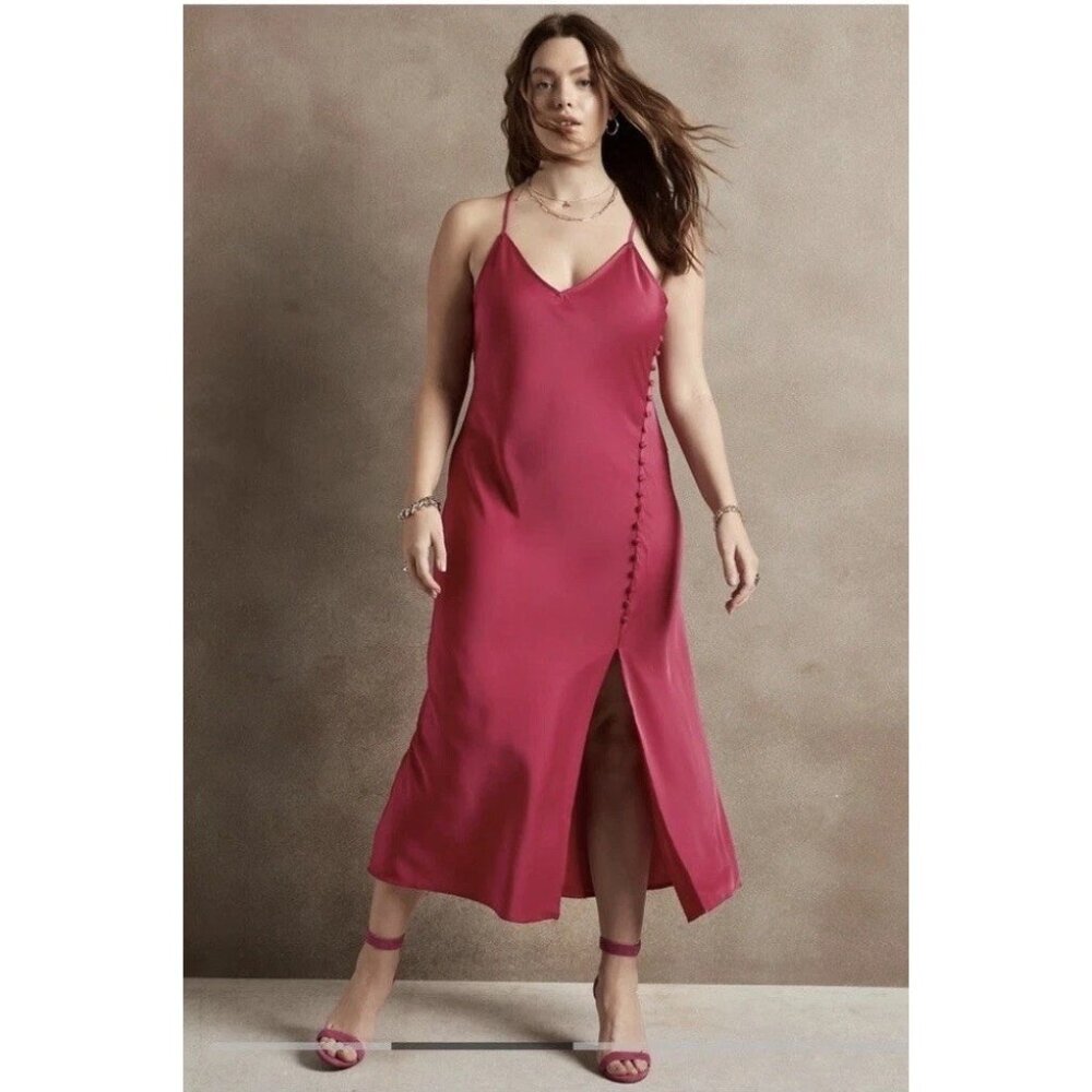 BANANA REPUBLIC Midi Slip Dress, Pink,‎ Size 6